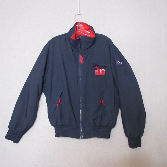 Polo Sport Ralph Lauren Men Medium Blue Red Golf Vintage 90s Full
